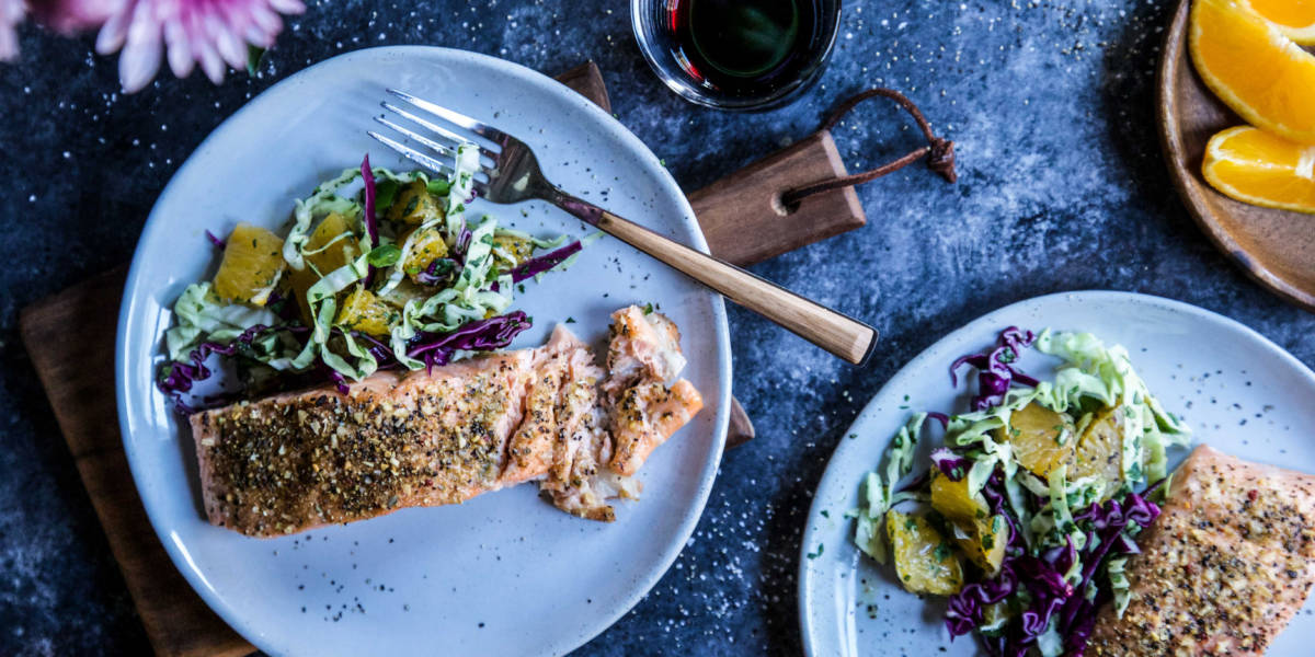 Cuban Roasted Salmon with HoneyBell Slaw