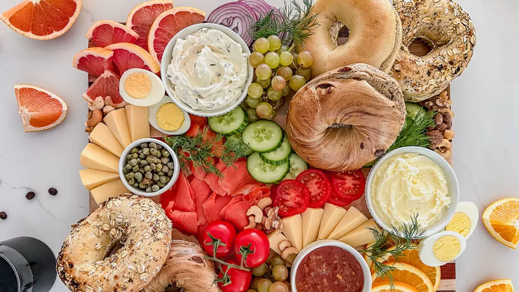 breakfast meat bagel board